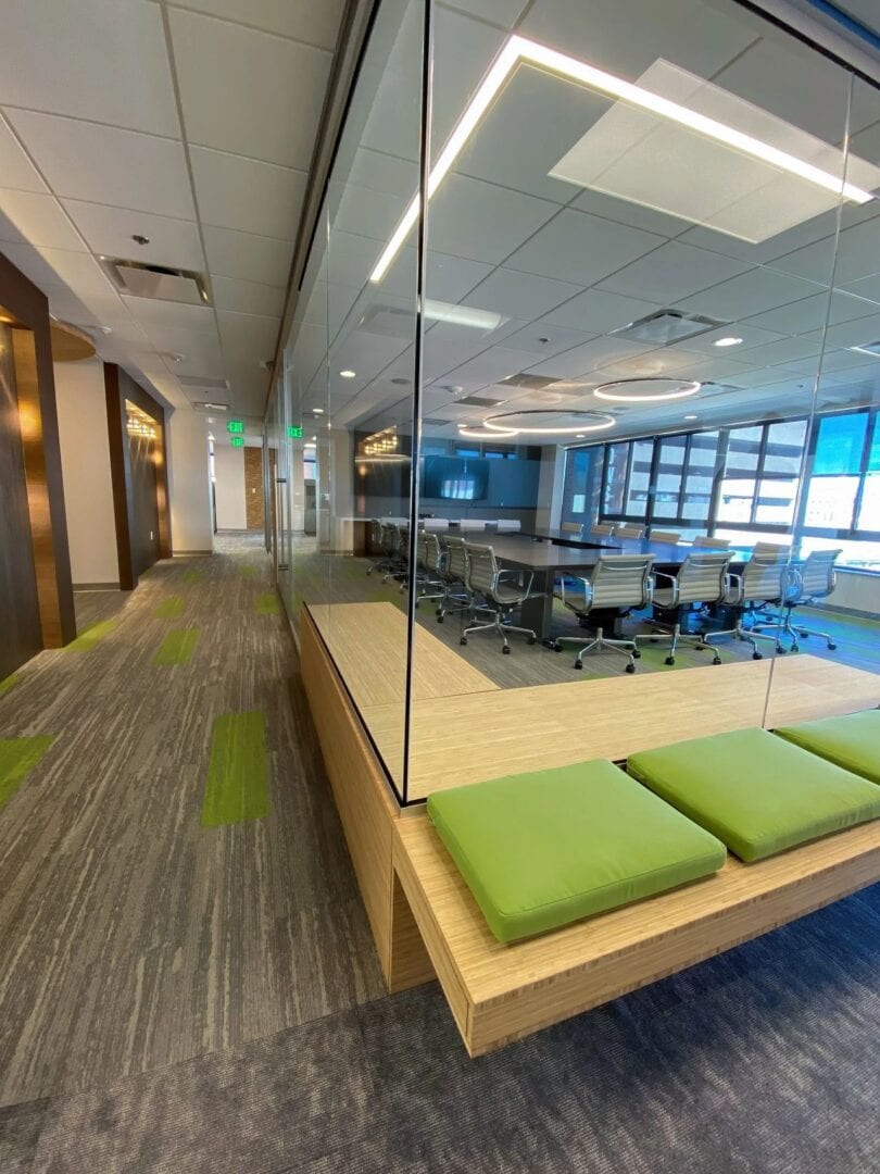 meeting room with glass enclosure