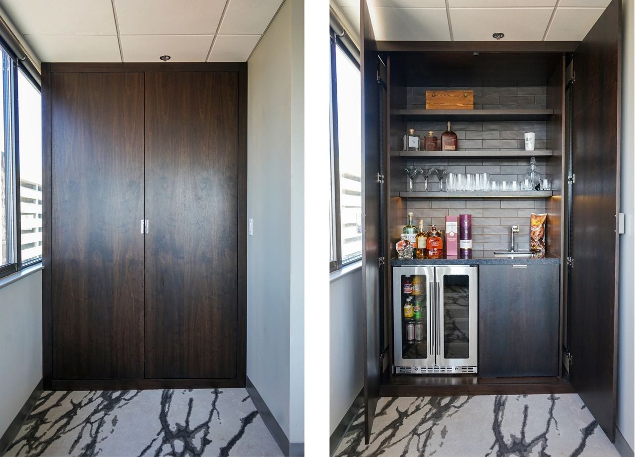 pantry door closed and open side-by-side
